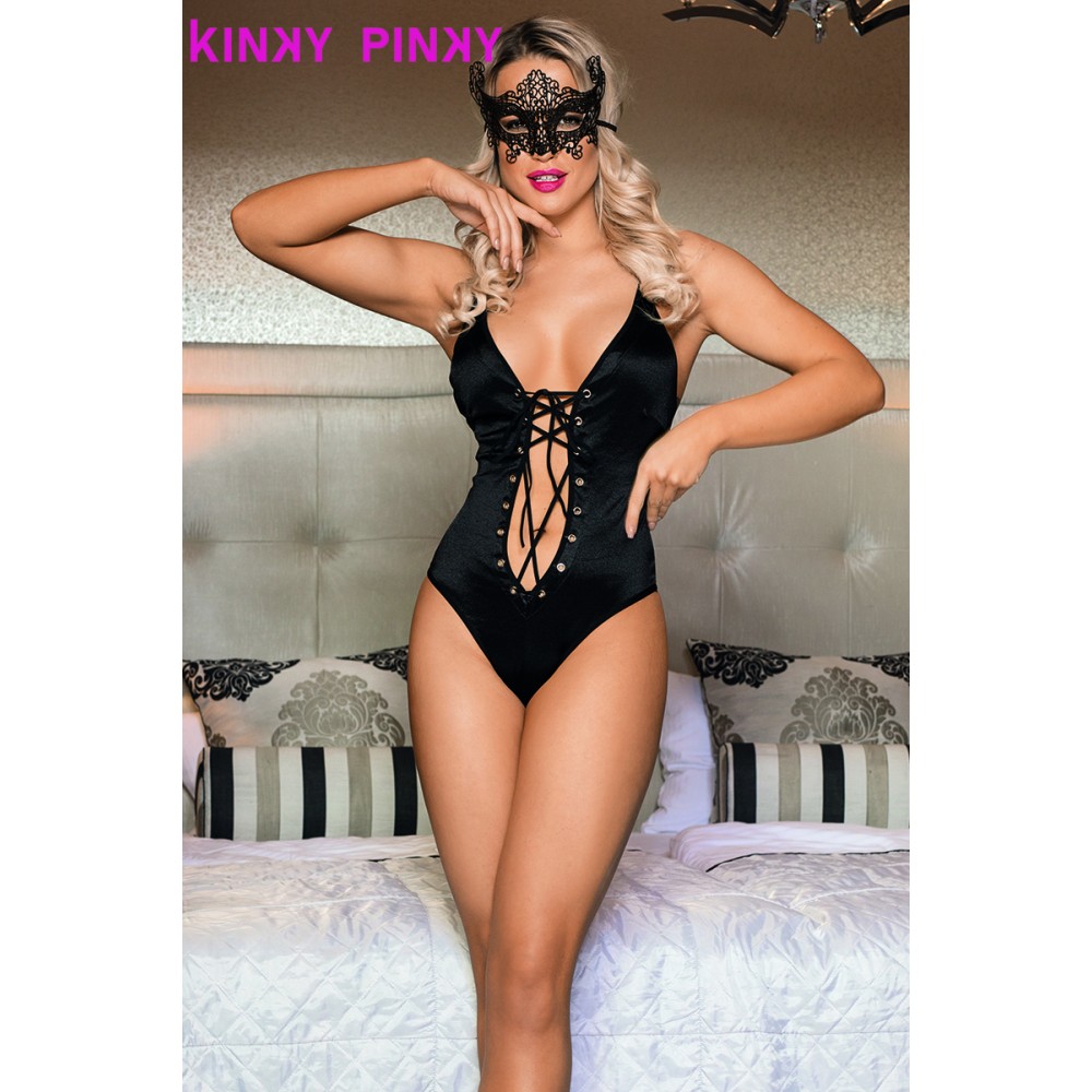 בגד גוף סאטן עם מסכה Kinky Pinky Lngerie בגד גוף סאטן עם מסכה Kinky Pinky Lngerie