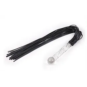 שוט דו־צדדי עם זנבות וידית זכוכית | Double-Sided BDSM Whip שוט דו־צדדי עם זנבות וידית זכוכית | Double-Sided BDSM Whip