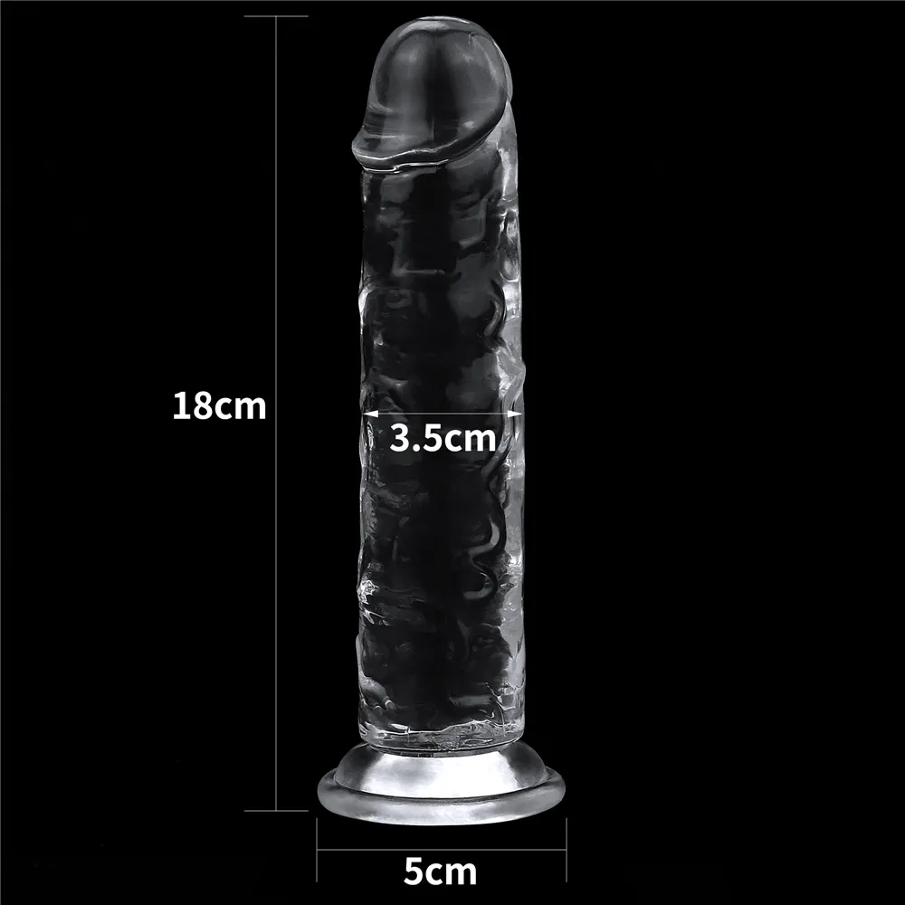 דילדו שקוף ריאליסטי עם בסיס יניקה | Realistic Transparent Dildo