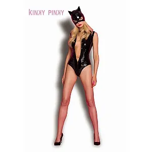 בגד גוף ויניל עם מסכת חתולה | Catwoman Vinyl Set בגד גוף ויניל עם מסכת חתולה | Catwoman Vinyl Set