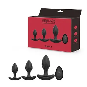 סט TRIPLE X – שלישיית פלאגים אנאליים עם שלט סט TRIPLE X – שלישיית פלאגים אנאליים עם שלט