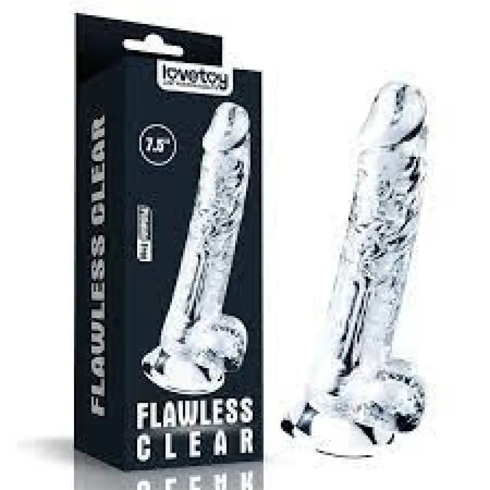 דילדו ריאליסטי שקוף עם בסיס יניקה | Flawless Clear