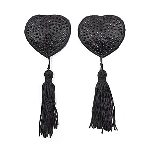 כיסוי פטמות חושני עם עיטור תחרה ופרנזי | Sequin