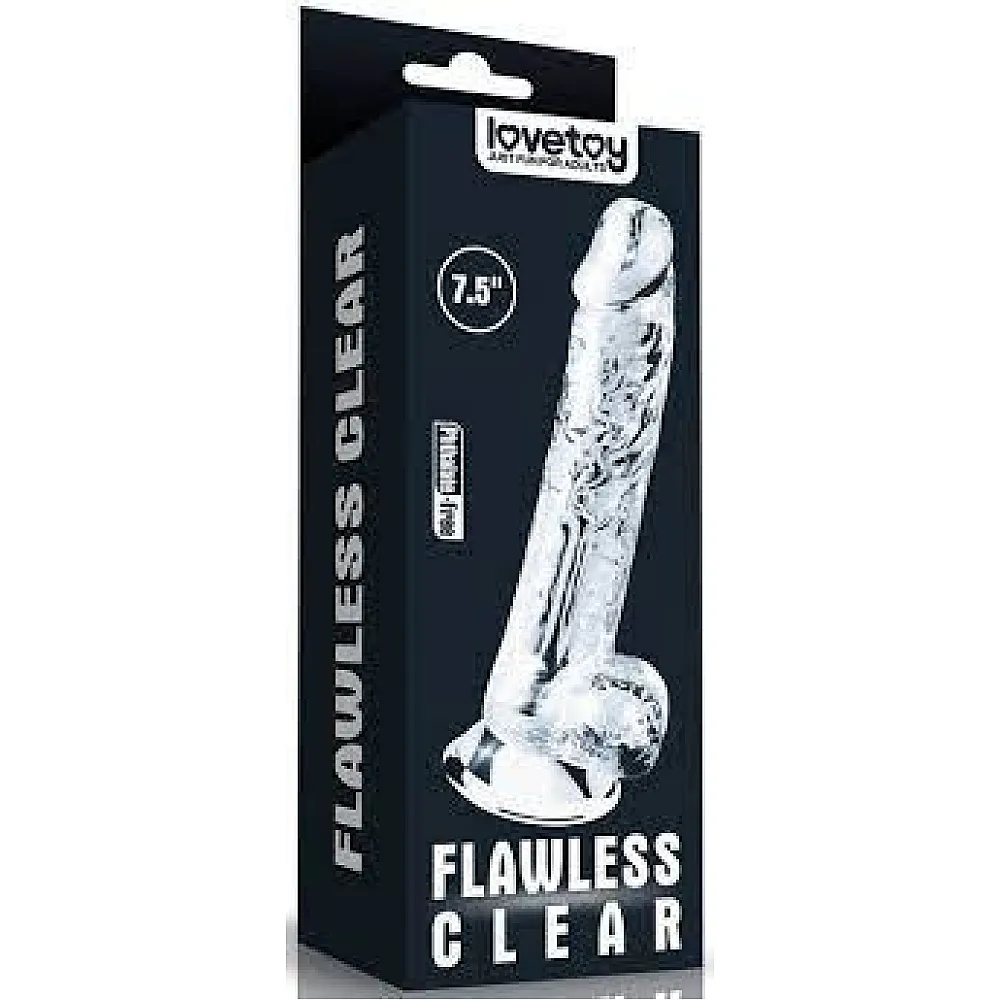 דילדו ריאליסטי שקוף עם בסיס יניקה | Flawless Clear