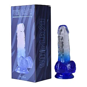  דילדו ריאליסטי שקוף־כחול עם בסיס יניקה | Mr.Blue