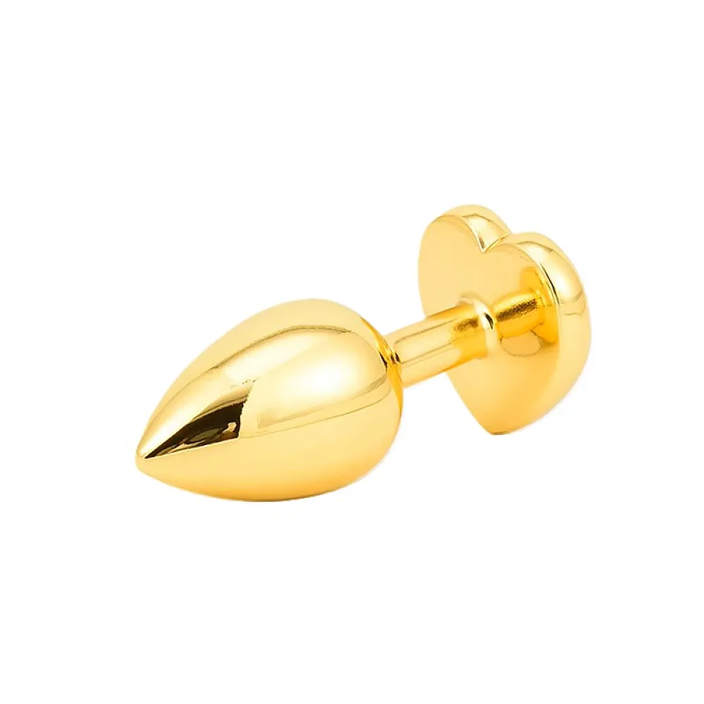 פלאג אנאלי קטן ממתכת עם אבן לב | Golden Heart S