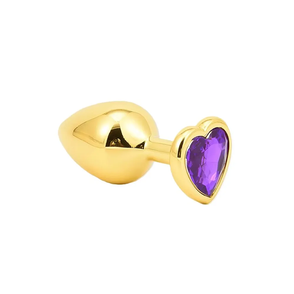 פלאג אנאלי קטן ממתכת עם אבן לב | Golden Heart S