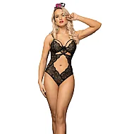 בגד גוף שחור מחטב מותן | Cutout