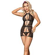 שמלת תחרה שחורה עם פתחים מודגשים | Cutout