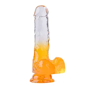 דילדו ריאליסטי שקוף-צהוב עם וואקום | Mr Yellow