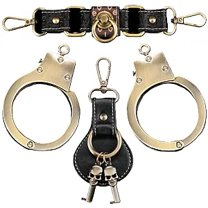 אזיקי ידיים ממתכת עם מפתחות גולגולת | Unisex Handcuffs