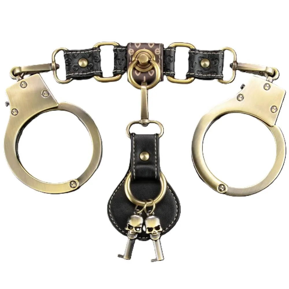 אזיקי ידיים ממתכת עם מפתחות גולגולת | Unisex Handcuffs