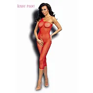 אוברול סקסי אדום 3/4 | Crotchless Red Bodystocking