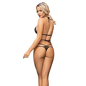 סט משרתת שחורה עם סינר ותחרה | Maid