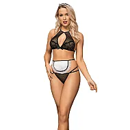 סט משרתת שחורה עם סינר ותחרה | Maid