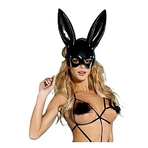 מסכת באני שחורה מבריקה | Bunny Mask