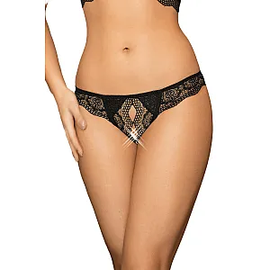 תחתון תחרה שחור פתח מרכזי | Crotchless