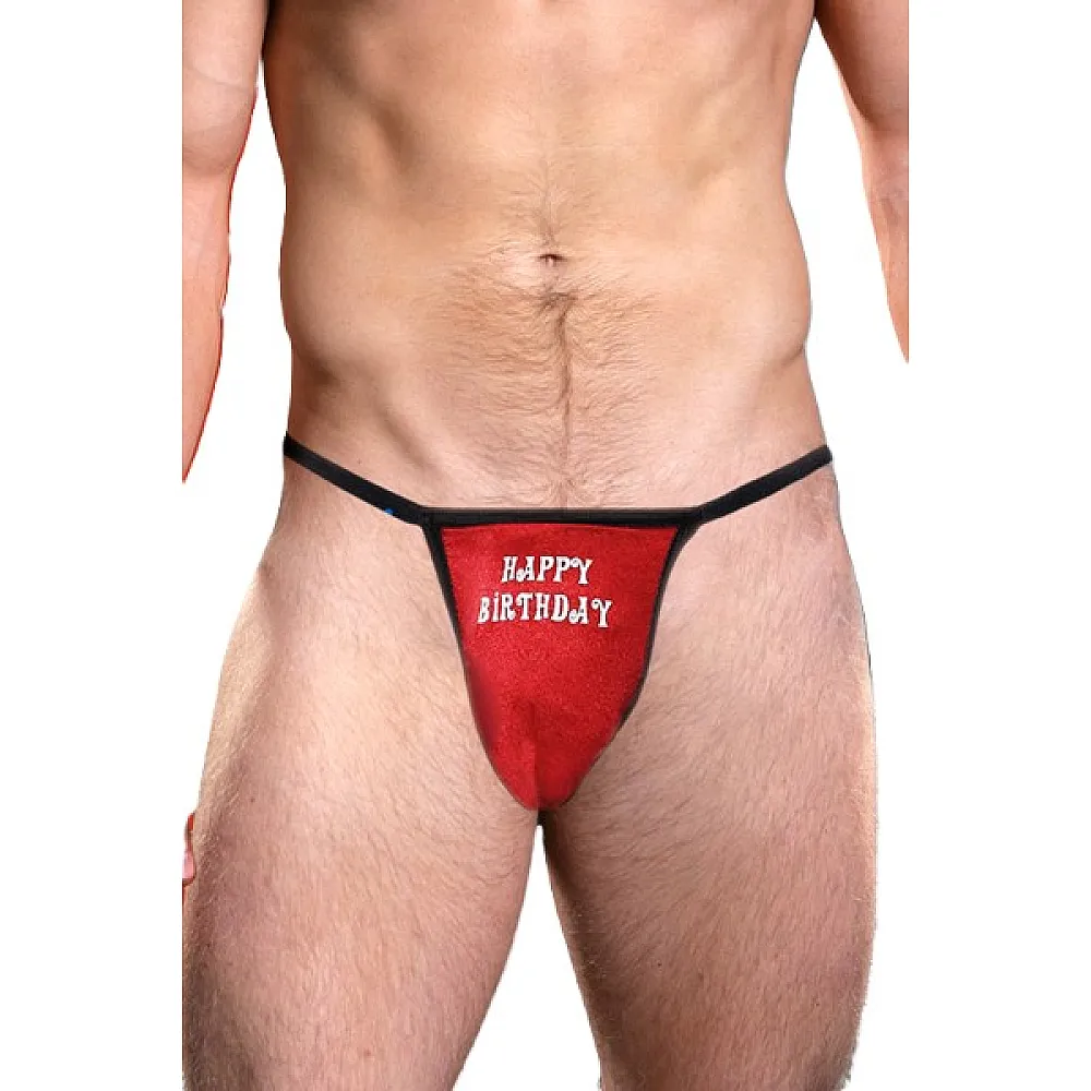 תחתון חוטיני יום הולדת לגבר אדום מבריק | Birthday