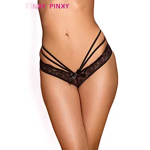 תחתון תחרה שחור רצועות כפולות | Panty