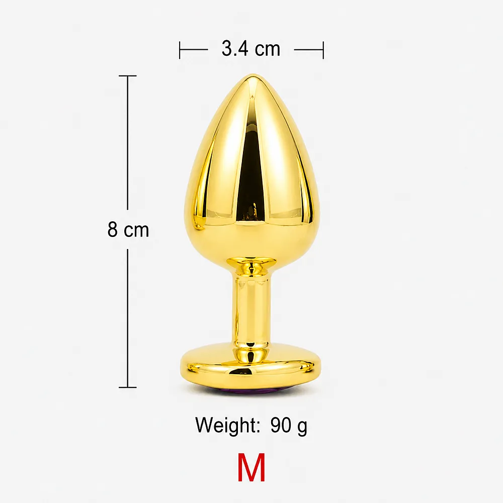 פלאג אנאלי זהוב ממתכת גודל M | Golden Heart M