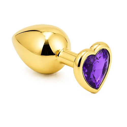 פלאג אנאלי קטן ממתכת עם אבן לב | Golden Heart S