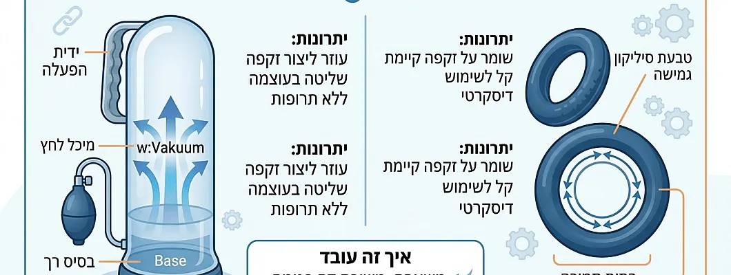 משאבת זקפה מול טבעת זקפה | Pump vs Ring