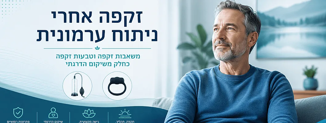 זקפה אחרי ניתוח ערמונית - שיקום עם משאבה וטבעת זקפה