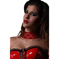 קולר ניטים אדום לשליטה | Red Studded Collar