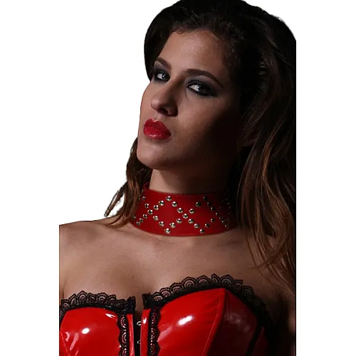 קולר BDSM אדום עם ניטים | Rouge