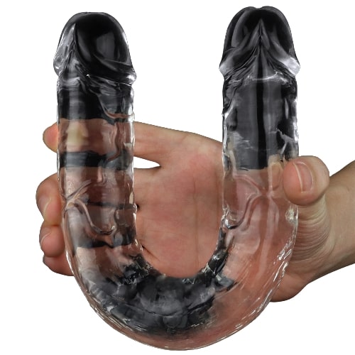 דילדו כפול גמיש לשימוש זוגי וסולו | Double Dildo Transparent Black