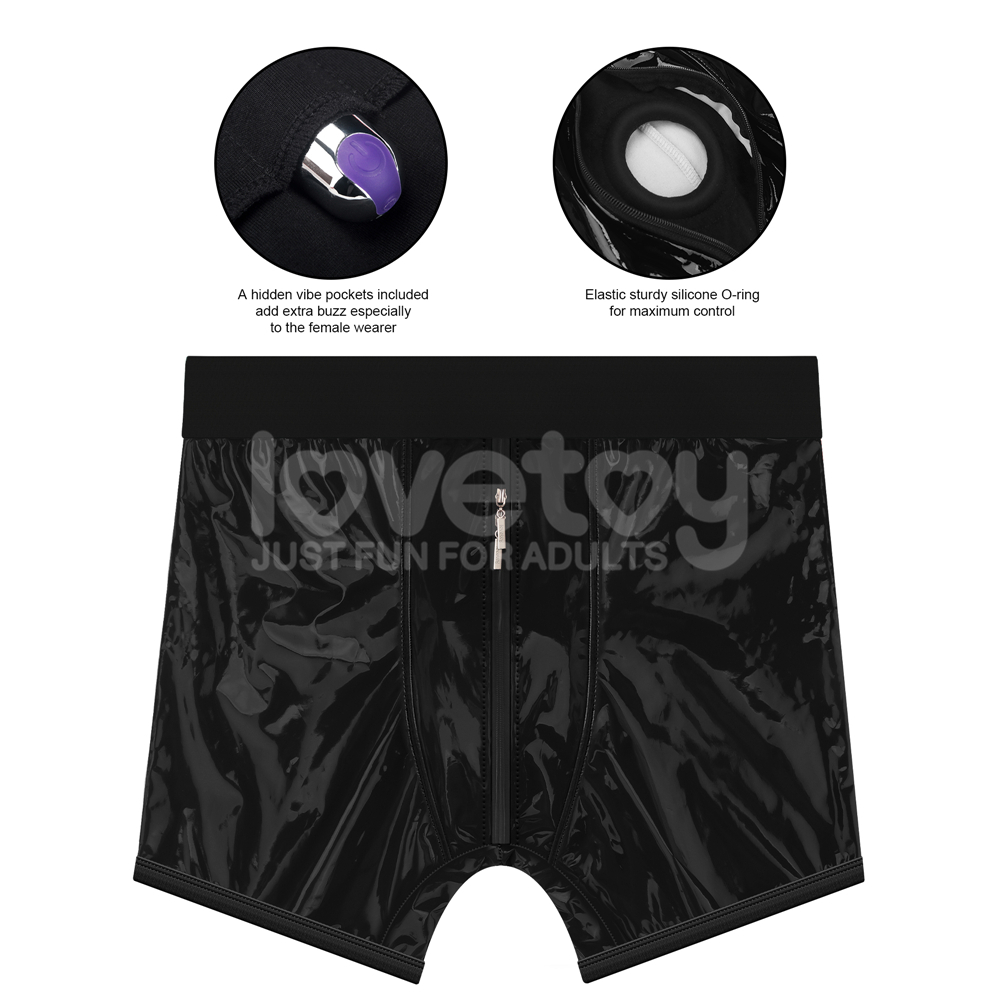 מכנסי סטרפ-און יוניסקס שחורים קצרים | Chic