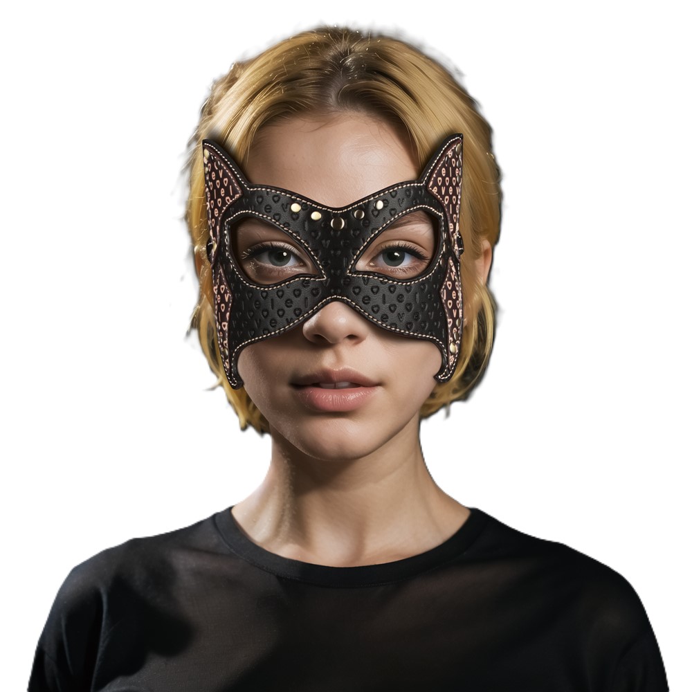 מסכת חתול יוקרתית שחורה מעור סינתטי | Rebellion