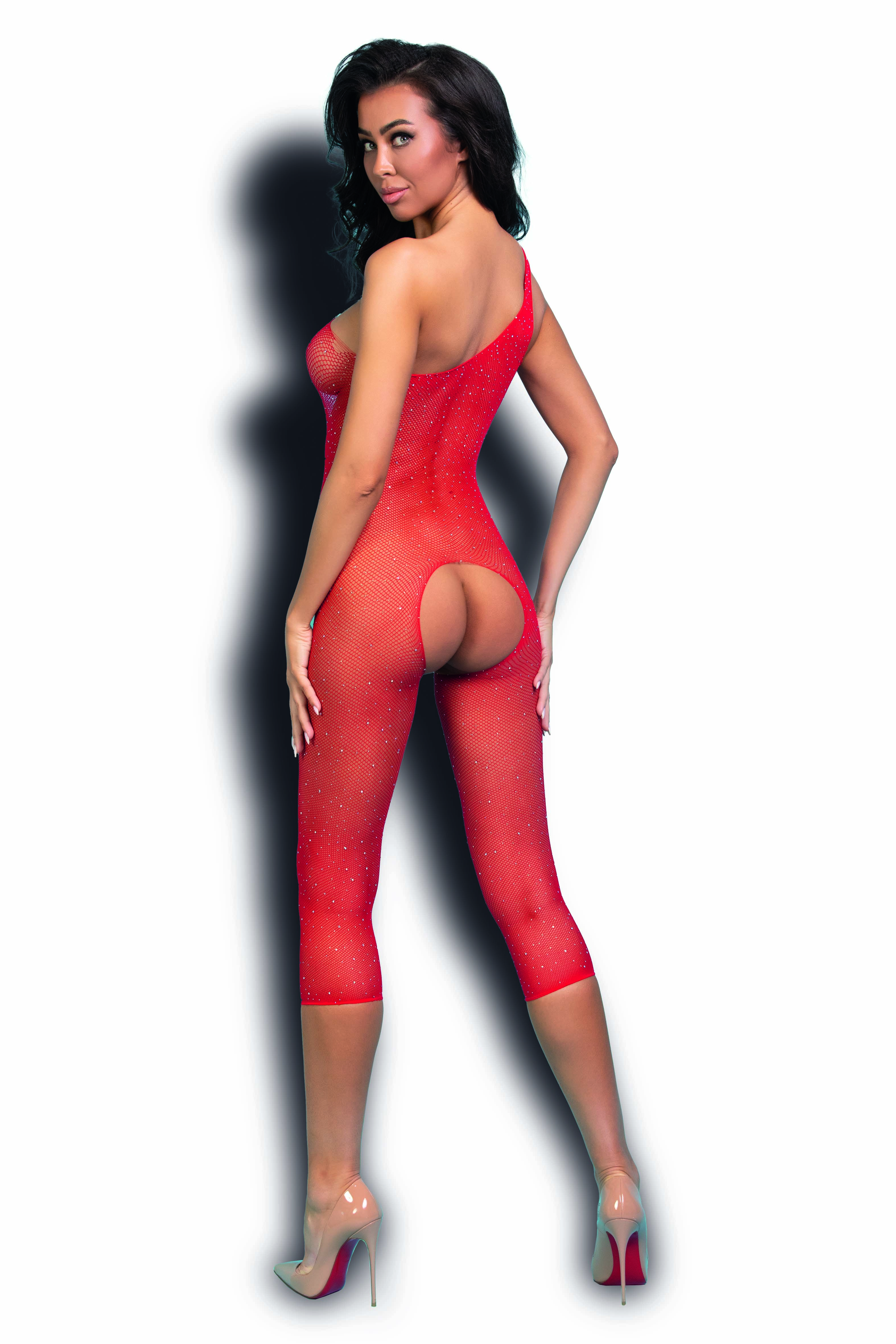 בודיסטוקינג סקסי אדום עם כתף אחת | BODY STOCKING