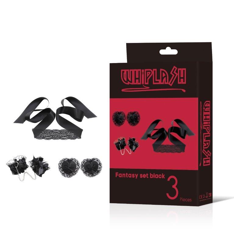 סט פנטזיה תחרה שחורה 3 חלקים | Black Lace Fantasy Set